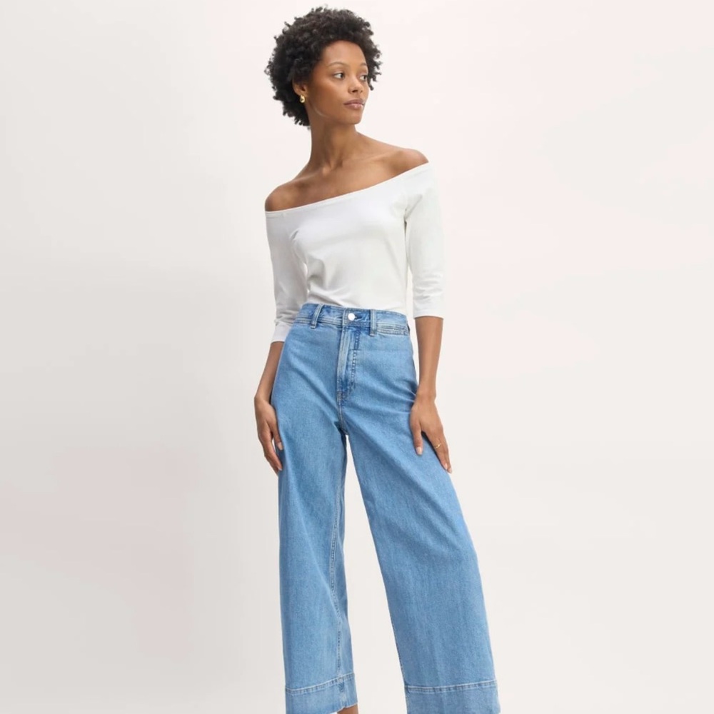 Everlane THE FORM OFF-SHOULDER TOP color White size medium - Picture 2 of 9